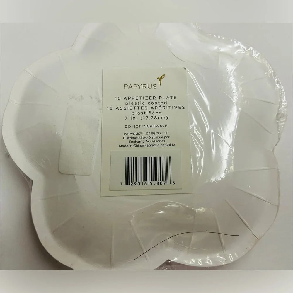 New 16 Papyrus Paper Appetizer Plates Red Gold Black Abstract Design Enchante